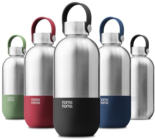 noma noma Trinkflasche Edelstahl Kohlensäure geeignet - Thermosflasche 1l, 750ml, 500ml - auslaufsicher, BPA-frei & klimaneutral (1l Coffee Black)