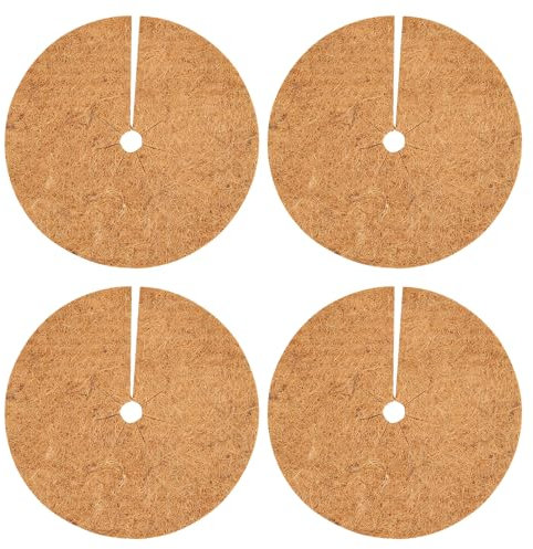 COACOM Lot de 4 coques de protection en noix de coco de 20 cm pour pots de fleurs, tapis de protection contre les mauvaises herbes, plantes d'hiver en plein air