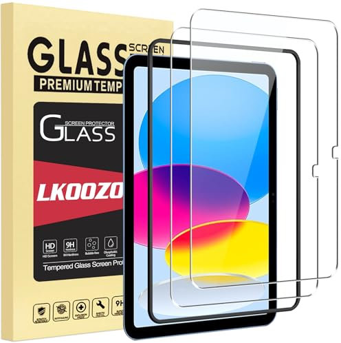 LKOOZO Screen Protector for iPad (A16) 11th Generation 11 inch 2025 / iPad 10th Generation 10.9 inch 2022, Tempered Glass Film, with Installation Frame, 2 Pack
