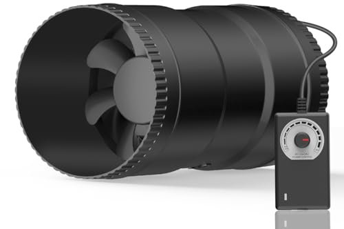 Hon&Guan Ventilateur Extracteur en Ligne 100mm 6W 221 m³/h Ventilation Extracteur Air avec Variateur Ventilation Cave Humide, Garages, Culture Hydroponique