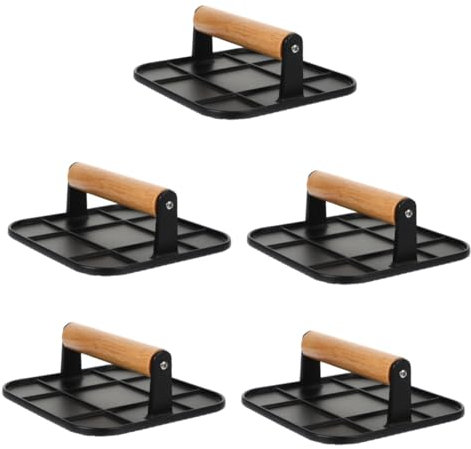 PRETYZOOM 5 Piezas Plato para Hornear y Freír Tocino Fabricante De Hamburguesas De Parrilla para Hamburguesas De Moldes para Hamburguesas Aparato De Cocina Madera