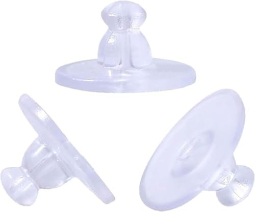 Paquete de 100 tapones de goma transparente para pendientes, tapones de embrague hipoalergénicos suaves para aretes de tuerca, seguros, cómodos e invisibles, para hacer joyas