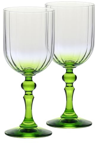Krosno Copas de vino 300 ml con pie verde claro, juego de 2 – para vino tinto y blanco, mocktails y agua – cristal sin plomo – aptas para lavavajillas – Bubble Celebration Moments