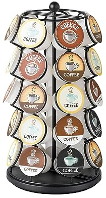 Nifty K Cup Holder – Compatible with K-Cups, Coffee Pod Carousel | 35 K Cup Holder, Spins 360-Degrees, Lazy Susan Platform, Modern Black Design, Home or Office Kitchen Counter Organizer