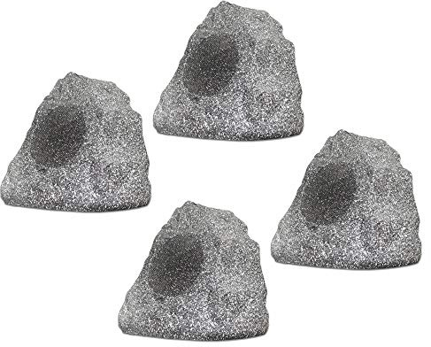 Theater Solutions 4R4G Outdoor Granite Rock 4 Speaker Set for Deck Pool Spa Patio Garden