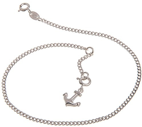 Fußkette Silber (Panzer) mit kleinem Ankeranhänger - 2,2mm Breite, Länge 30cm - echt 925 Silber