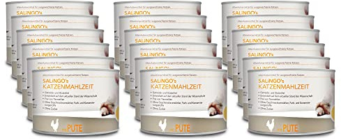 SALiNGO Katzenfutter nass, Pute PUR, getreidefrei (18x200g)