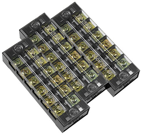uxcell Dual Rows 6 Positions 600V 25A Cable Barrier Block Terminal Strip