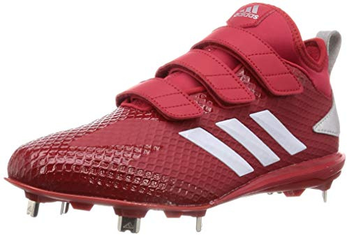 adidas Adizero Speed 8 AC Chaussures de softball à crampons, Power Red White Silver, 42 2/3 EU