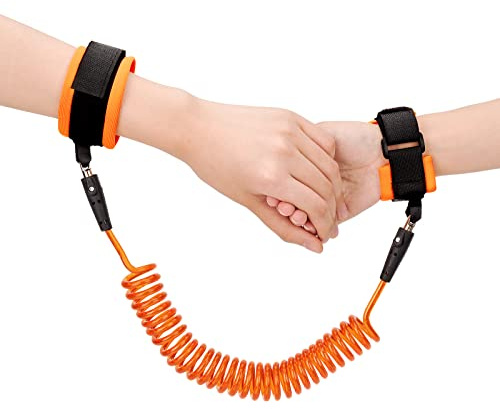 Correa Antiperdida de Niños, TOYESS Arnés de Seguridad para Bebe, Rotación de 360 Grados Elástico Cuerda de Alambre Anti Lost, Naranja