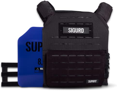 SUPRFIT – Sigurd 3D-viktväst med 2 x 4 kg för kalisthenics, styrketräning och crossfit – justerbar vikt väst för upp till 17 kg – unisex träningsväst med vikter – viktad väst svart