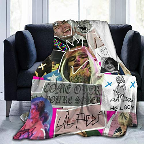 CNAOWHG Lil-Decke, Peep-Rapper, Flanelldecke, Hippie, psychedelische Kunst, 3D-Druck, weich, zottelig, Überwurf, Decke, für alle Jahreszeiten, warme Decke für Couch, Sofa, Schlafzimmer, Dekoration,