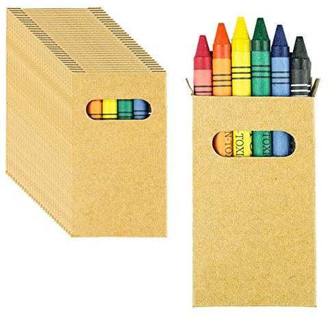 Partituki Gadget Compleanno Bambini Set di Pastelli a Cera Coloranti, Ognuno con 6 Pastelli. Ideale per Regalini Fine Festa Bambini e Pignatta (Pack 10)