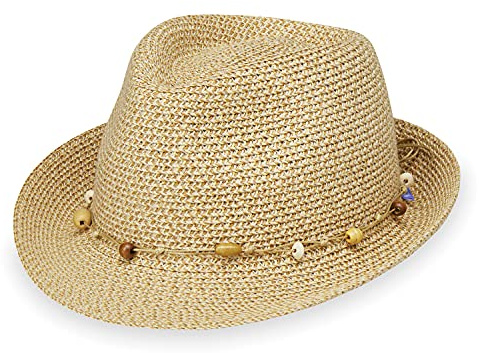 Wallaroo Hat Company – Women’s Waverly Trilby Fedora – Short Brim, Packable Design and Adjustable Sizing for Medium Crown Sizes – Trendy and Chic Sun Hat for Casual All-Season Style (Natural)