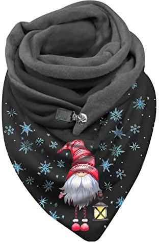 Koly-Hundebett Kolylong® Schal Damen Weihnachtsmotiv Drucken Dreieckstuch Warme Weich Winterschal Elegant Lässige Herbstschal mit Button Knopf Persönlichkeit Mode Wärmeschal Halstücher für Frauen