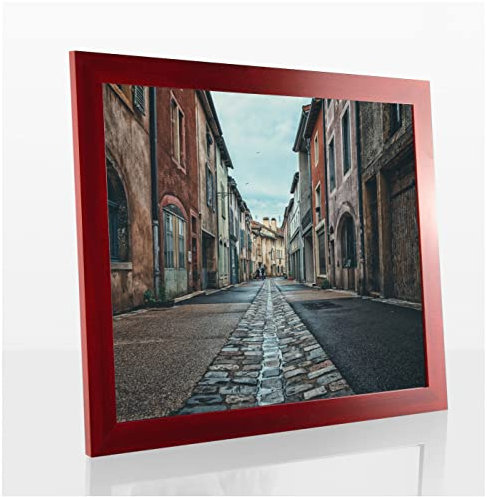 Orion Deluxe Bilderrahmen Posterrahmen 49x36 cm Puzzlerahmen Weinrot Gewischt Dunkelrot Kunstglas Klar Hintergrund Weiss