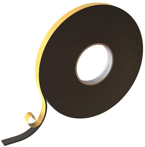Lumonic 10m Nastro di tenuta in EPDM Autoadesivo 15mm x 3mm | Nastro sigillante in gommapiuma per finestre e porte | Guarnizione per finestre, guarnizione per porte, guarnizione in gomma per la protez
