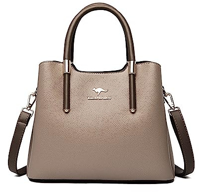 NICOLE & DORIS Handtasche Damen Mittelgroß Frauen Schultertaschen PU Leder Tote Tasche Elegante Henkeltasche Umhängetasche Wasserdichte Satchel Handtasche mit Vielen Fächern Khaki