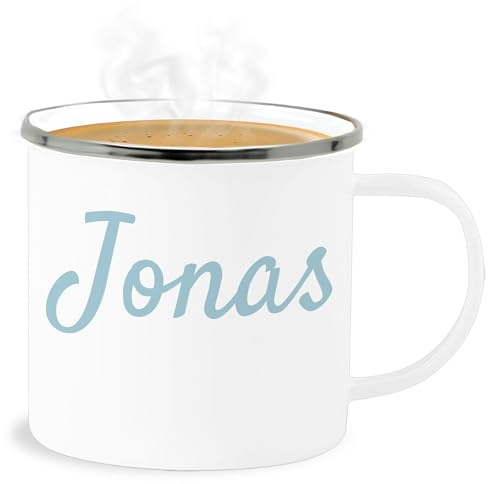 Emaille Becher Blechbecher - Kinder Tassen - Dein Text in Bunt - 300 ml - Weiß Silber - tasse weihnachten personalisierte name trinkbecher kind eigenem personalisiertes spülmaschinenfest bedrucken
