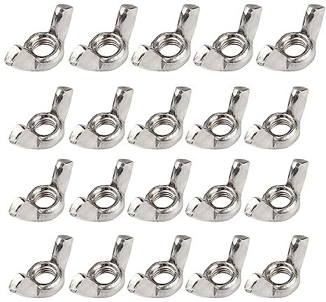 M6 Wing Nuts, 304 Stainless Steel Butterfly Wing Nut, Heavy Duty Hand Twist Tighten Fasteners Parts Screws for Threaded Bolts DIY Tools, Pack of 20