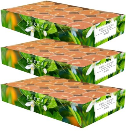 pajoma 90 Duft Teelichter 3x30 Stück Duftkerzen viele Düfte wählbar (Orange)