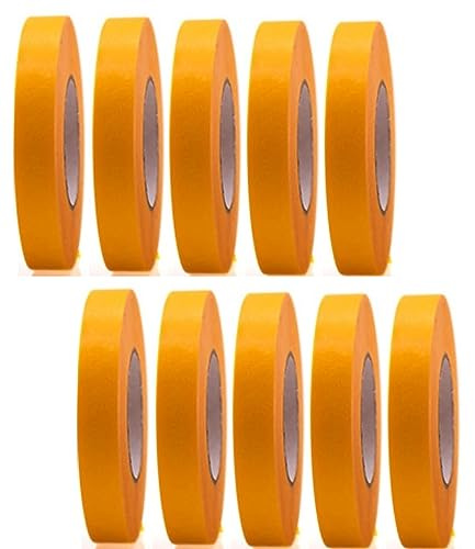 10 Rollen Profi Goldband Klebeband 50 m x 15 mm - Malerband Gold Kreppband - Abdeckband für Maler und Lackierer - Krepp für Innen und Außen - Malerkrepp - Vielseitiges Klebeband für Malerarbeiten