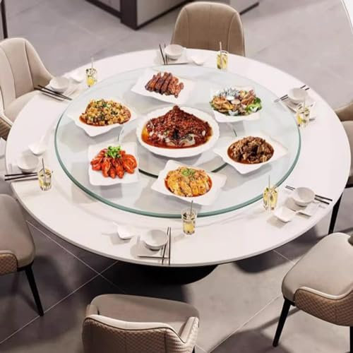 EMENAR Rund Lazy Susan Tisch Serviertablett Aus Glas, Robuster Drehbar Esstisch Drehteller, Transparente Servierplatte, 50-100cm (Size : 60cm(24inch))