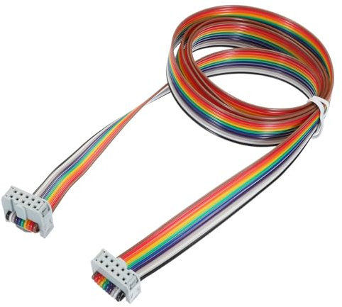 sourcing map 1 Pcs 10 Pin Flat Rainbow Ribbon Cable FC/FC Female Connector 3.3FT 2.54mm Pitch Breadboard Jumper Wires for Electronic Projects