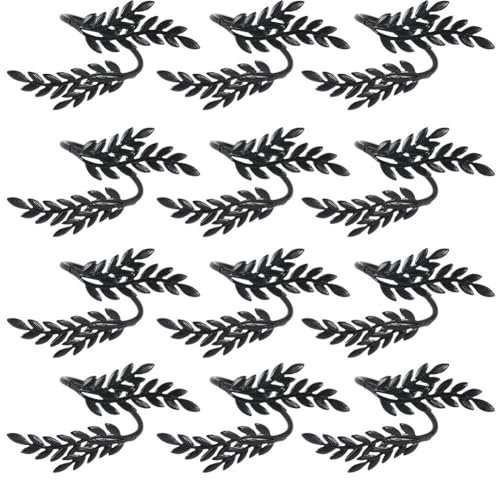 12 Stück Weizen Serviettenringe Schwarz Serviettenring Set Universal Elegante Serviettenhalter Schnallen Napkin Rings für Partys Abendessen Hochzeit Bankett Tischdekoration