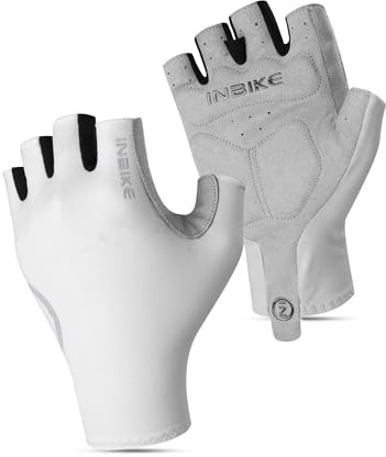 INBIKE Sommarcykelhandskar MTB-handskar halkfria cykelhandskar andningsbara sporthandskar för löpning, körning, klättring för män och kvinnor vit, S