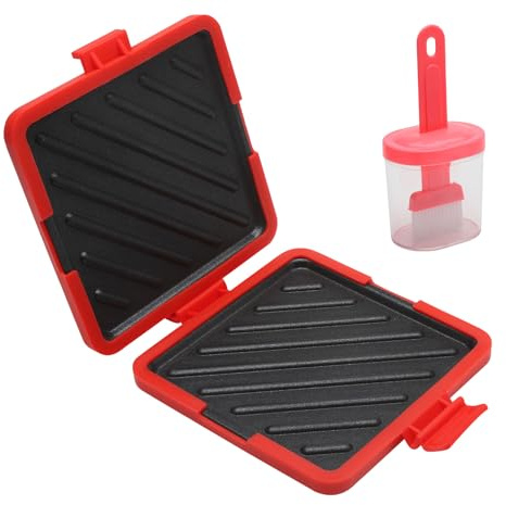 DAWRIS Microwave Toastie Sandwich Maker and Grill,Wireless Toastie Maker Nonstick Plate Breakfast Sandwich Maker Silicone Microwaveable Cookware for Cooking Crispy Sandwiches,Red