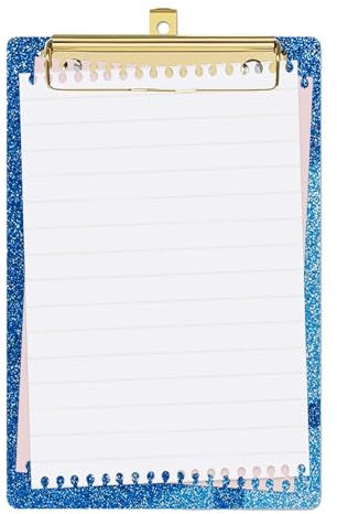 Briefbeschwerer aus Acryl, bunt, Briefbeschwerer in Standardgröße, Glitzer, leichte und niedliche Acryl-Briefbeschwerer, A6 Briefbeschwerer, mit goldenem Clip, für Vorräte und