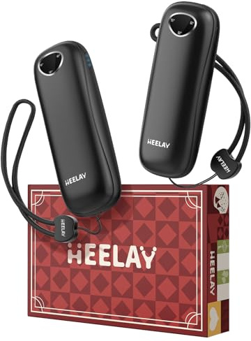 Heelay Calentadores de Manos Recargables 2 Paquetes, 2x5000mah 3 Modos Calefacción de Doble Lado Portátil Calentadores de Manos Banco de Energía, Regalo para Hombres Mujeres Golf Caza Acampada