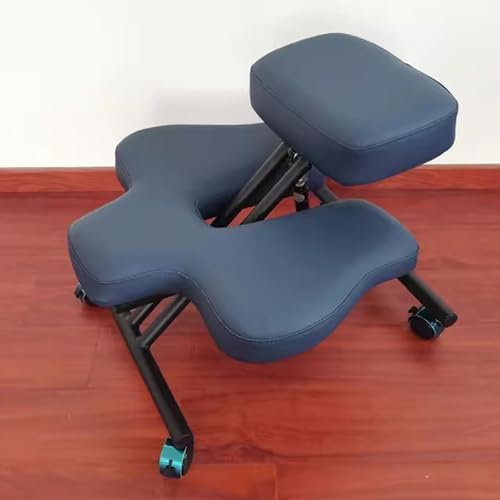 LULUMAIC Kniestuhl, Meditationshocker, Stuhl mit 2 Kissen, Flexible Kreuzbein-Kniestühle für das Heimbüro, orthopädische Korrekturhocker mit verstellbarem Neigungswinkel (blau, Einheitsgröße)