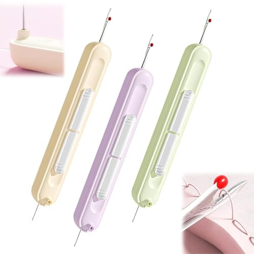 3 Stück Nadeleinfädler Nahttrennwerkzeug, 2 in1 Fadeneinfädler für Nadeln, Nadeleinfädler Einfädelhilfe, Nahttrenner, Einfädelhilfe, Dehnbarer Entferner Nadeleinfädelwerkzeug, für Handnähen, Stricken