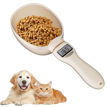 OBEST Digital Food Measuring Spoon Scale, Electronic Measuring Digital Scale Spoon, Electronic Weighing with LCD Display for Ingredients Tea Pet Dog Cat 800g/1g (White)