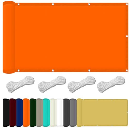Bâche d'ombrage imperméable de 2 x 7 m - Bloque 98 % des UV - Auvent de jardin avec corde et kit de fixation - Idéal pour abris auto, natation, plantes, filet d'ombrage orange