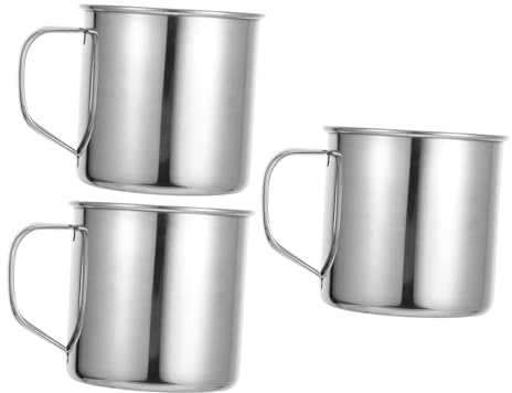LAPYAPPE 4Er Set Edelstahl-Kaffeebecher Mit Henkel Campingbecher Für Outdoor Picknick Und Teeparty Vielseitige Tassen Aus Rostfreiem Stahl Für Kaffee Tee Und Wasser 2.95X2.95X2.56In
