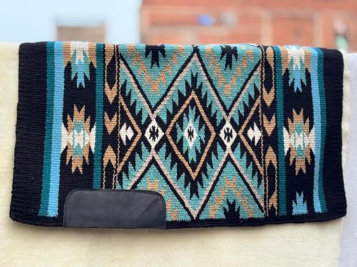 Western Show Schabracke/Decke für Pferde – handgefertigte Woll-Satteldecke mit neuseeländischem Design, normale Größe 86,4 cm L x 96,5 cm B x 2,5 cm dick, langlebig und bequem für Reiten A523