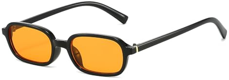 YAMEIZE Retro Small Rectangle Sunglasses for Women Men 90s Vintage Narrow Rectangular Sunglasses