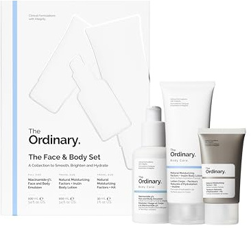 The Ordinary Face & Body Set Daily Skincare Routine with Niacinamide 5% Face & Body Emulsion, Natural Moisturizing Factors + Inulin Body Lotion, and Natural Moisturizing Factors + Hyaluronic Acid