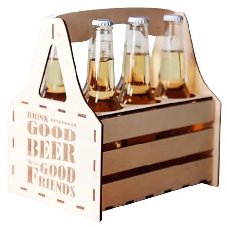 Portabotellas para 6 Latas - Portabotellas para 6 Botellas De Cerveza,Organizador Reutilizable De Madera para Bebidas Dispensador para Viajes BBQ Camping Exteriores Pesca Automóvil