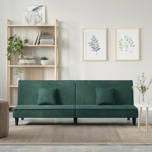 MOBCANT Schlafsofa Dunkelgrün Samt Schlafsofa Couchgarnitur Modulares Sofa Schlafcouch für Hotel Büro Wohnzimmer Empfangsraum