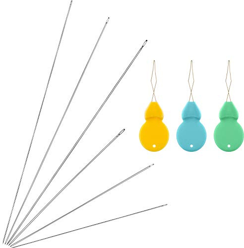 Xinnun 6 Pezzi Ago da Cucito Aghi per Tappezzeria Ago per Artigianato in Pelle per Divani Ago Dritto in Acciaio Inossidabile, Misure Assortite