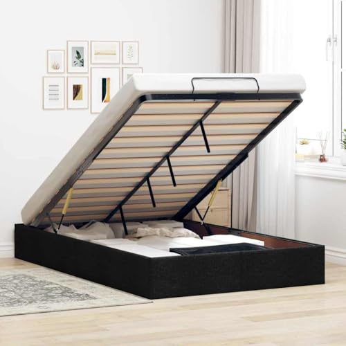 Refined Ottoman-Bett ohne Matratze Stoff Bettrahmen Bettgestell Polsterbett Bettgestell Bettrahmen mit Stauraum Schwarz 120x200 cm Stoff