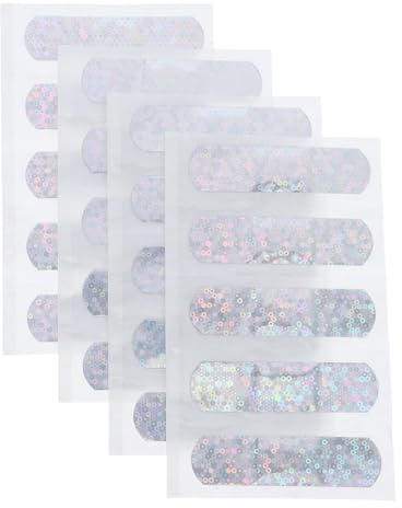 ibasenice Apósitos Adhesivos Infantiles Purpurina y Diseño de Dibujos Animados 20 Unidades Resistentes al Agua Banda Adhesiva Portátil Transpirable para Heridas Pequeñas y Uso Exterior