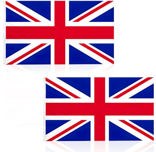 Pack de 2 banderas de Inglaterra, 150x90cm con ojales de latón para Mundial, festivales, desfiles, fiestas, hogares, jardines, celebraciones patrióticas (Estilo 1)