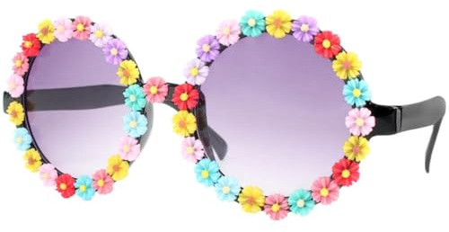 Lustige Sonnenbrille Fotokabine Funbrille Party Brille Spaßbrillen für Feiern, Festivals mit Blumen, Gitarre, Glitzer, Zensur
