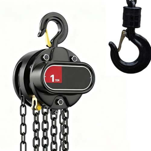 TY&WJ Polipasto De Cadena Manual 1T (1000Kg),Polipasto Manual con Gancho Giratorio 360° Y Cadena G80 Freno Polipasto De Cadena para Taller, Construcción,1ton,6m/20FT