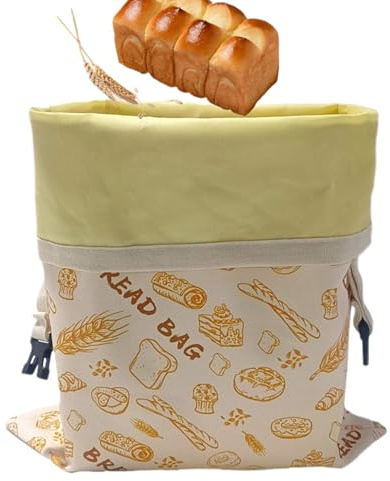 de pan de de, de tela encerada natural, material duradero y lavable, frescura hermética, almacenamiento de pan gratuito para panes caseros, panes artesanales, uso diario en la